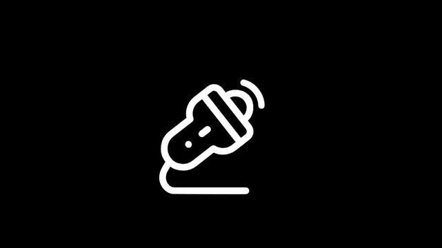 White ultrasound transducer icon with signal waves on a black background
