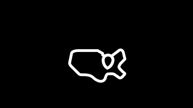 Location pin with star icon on outline of United States map