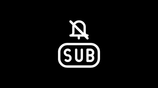 Muted subscription notification icon with the word SUB on a black background