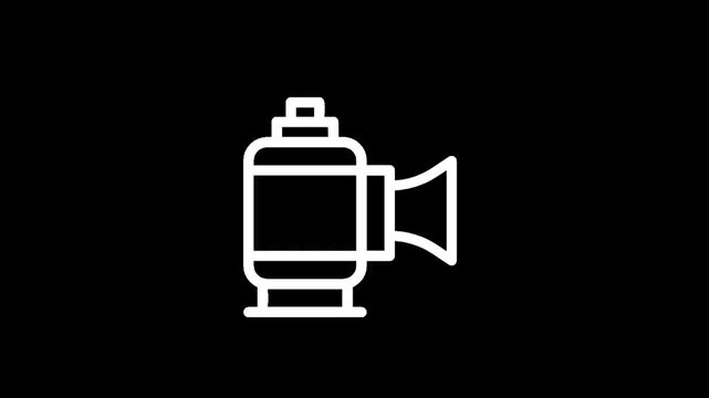 Simple line icon of a vintage meat grinder on a black background