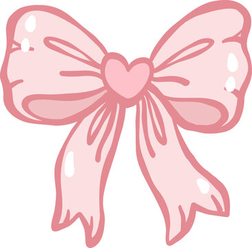 Valentines romantic heart love bow tie ribbon fashion vector cartoon illustration