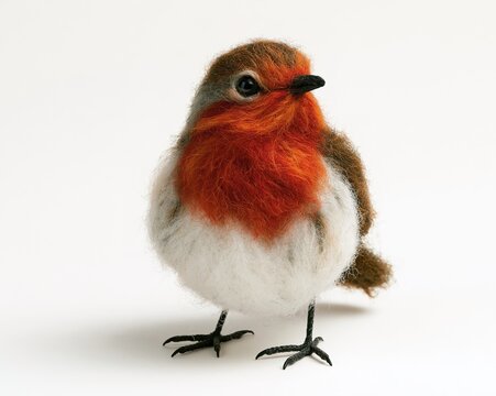 Crafted Robin with Vibrant Orange Chest and White Belly