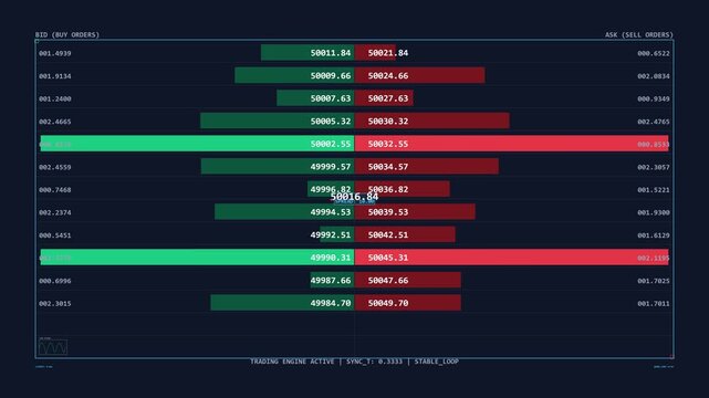 Real Time Financial Order Book Depth Chart Animation