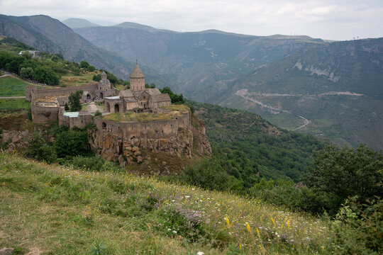 Tatev Monastery in Armenia Overlooking the Vorotan Gorge.