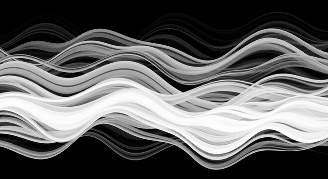 Abstract black and white wave silhouette pattern design