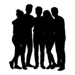 Silhouette of a group of friends standing together