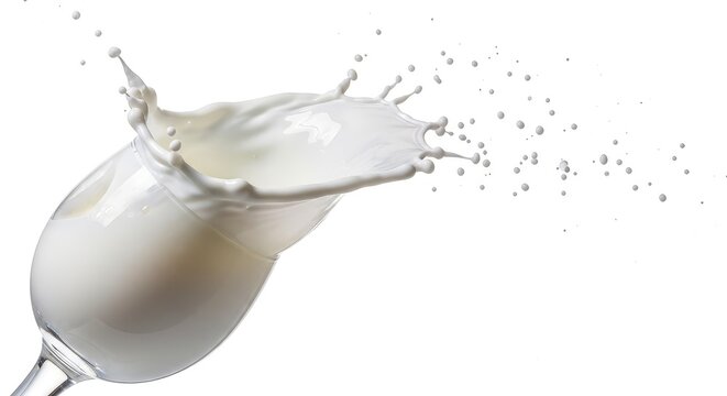 Fresh Milk Splash in a Glass Isolated on White Background