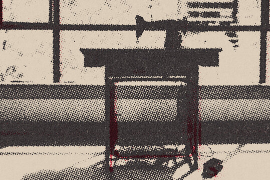 old half tone poster of vintage sewing machine