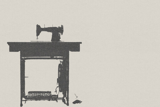 old half tone poster of vintage sewing machine