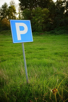 parking sign on grass lawn