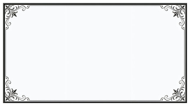 Decorative vintage frame with floral corners isolated on white background