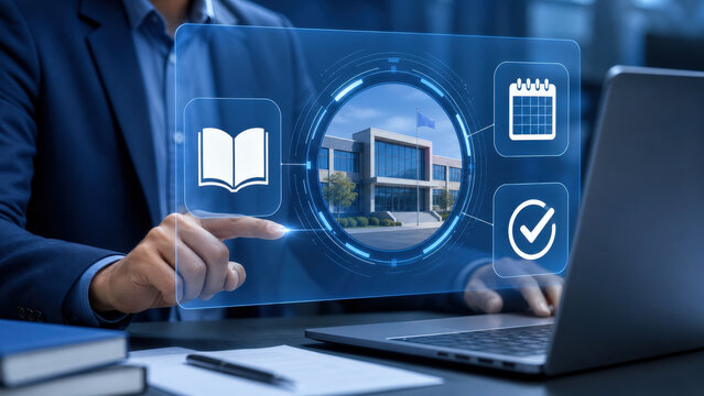 School Administration Dashboard with Classroom, Calendar, Records and Approval
