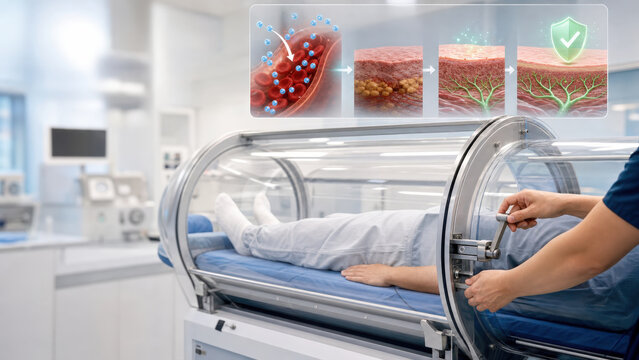 Hyperbaric Oxygen Therapy Chamber with Patient Oxygenation HUD