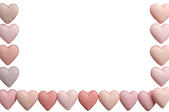 Corner frame made of pink heart decorations