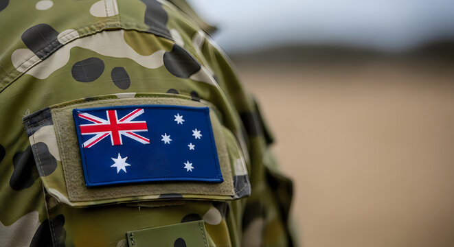 Honoring heroes australian flag on military uniform for memorial day remembrance