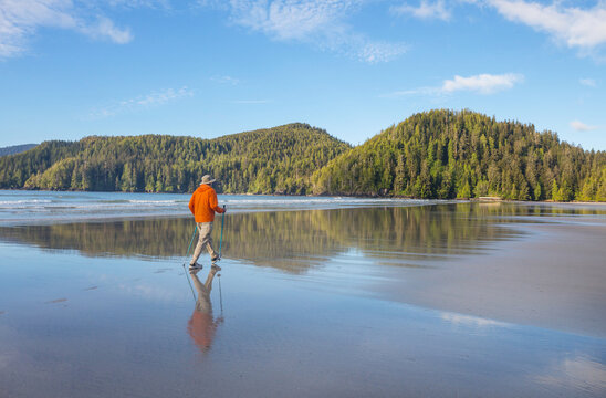 Hiker on Vancouver coast