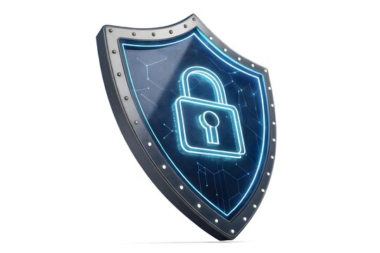 Modern security shield with lock icon