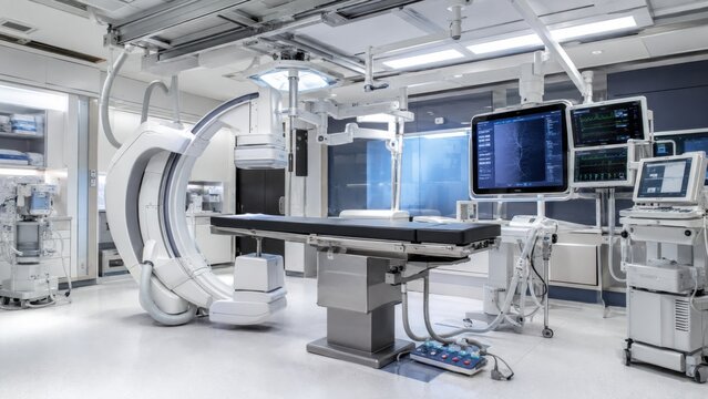 Modern hybrid operating room with robotic C-arm imaging system