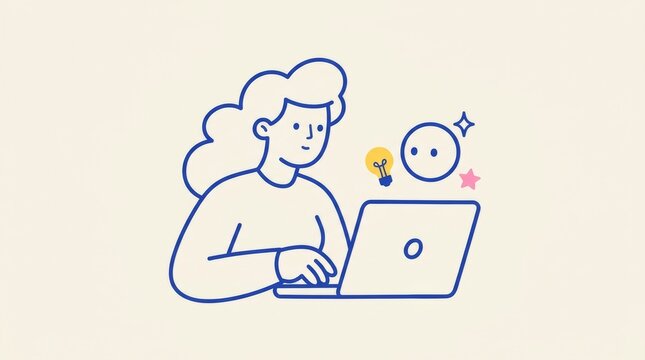 Creative Professional Using AI Assistant Illustration