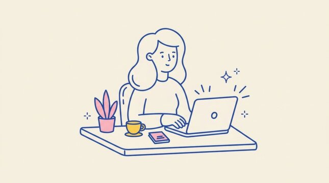 Remote Freelance Professional Working From Home Illustration