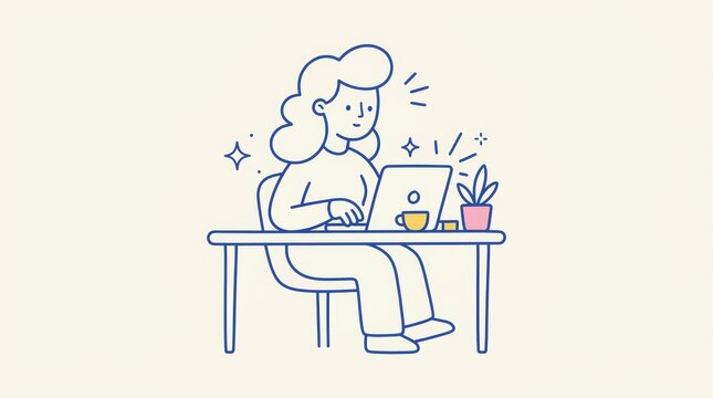 Remote Freelance Professional Working From Home Illustration