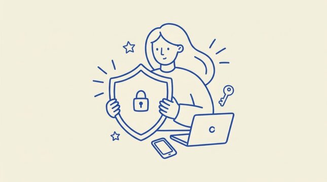 Cybersecurity and Personal Data Protection Illustration
