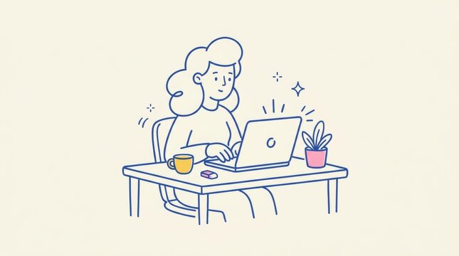 Remote Freelance Professional Working From Home Illustration