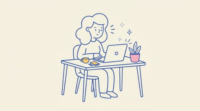 Remote Freelance Professional Working From Home Illustration