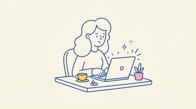 Remote Freelance Professional Working From Home Illustration