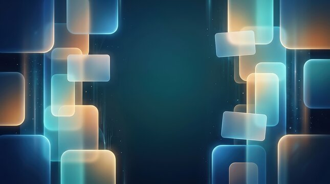Digital payment security abstract background with glowing transparent rectangles