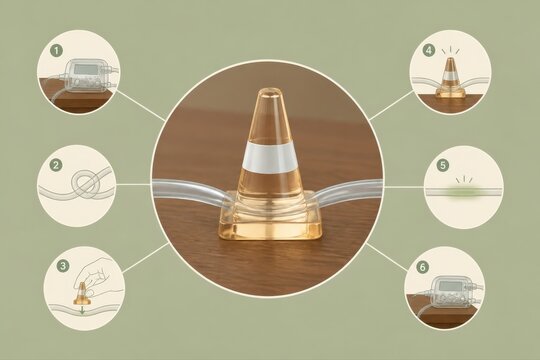 Traffic Cone Instruction Diagram with Safety Guidance Callouts