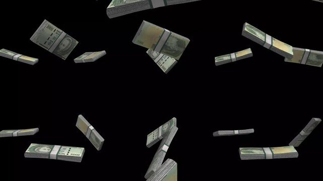 Paraguay Money, Paraguayan Guarani Banknotes Falling On Black Background, PYG Currency Stacks Dark Cinematic, 4K