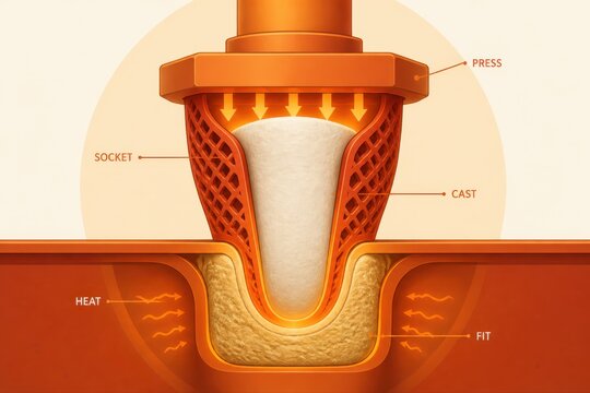 Prosthetic Socket Casting Process in 3D Illustration
