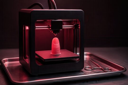 Prosthetic Finger Printed on a 3D Printer in Red Light