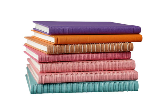 Tall stack of colorful closed spiral notebooks