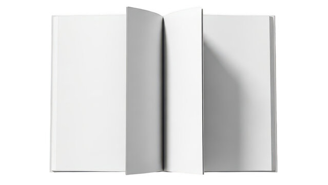 Open blank book with pages turning isolated on transparent background