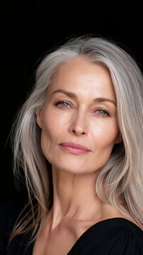glowing mature woman portrait with elegant natural beauty, cinematic headshot of confident middle aged woman with radiant skin, timeless elegant female beauty portrait with soft light 
