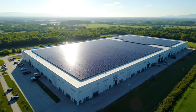 Aerial view large industrial warehouse facility with expansive modern industrial photorealistic raw image	