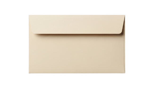 Closed beige paper envelope for mail and letters isolated on transparent background
