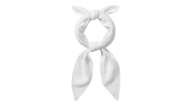 White fabric neck scarf tied in a simple knot isolated on transparent background