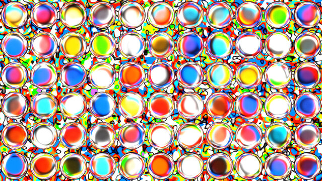 Colorful Glossy Glass Bubble Grid on Vibrant Abstract Background