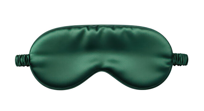 Dark green silk sleeping eye mask for rest and travel isolated on transparent background