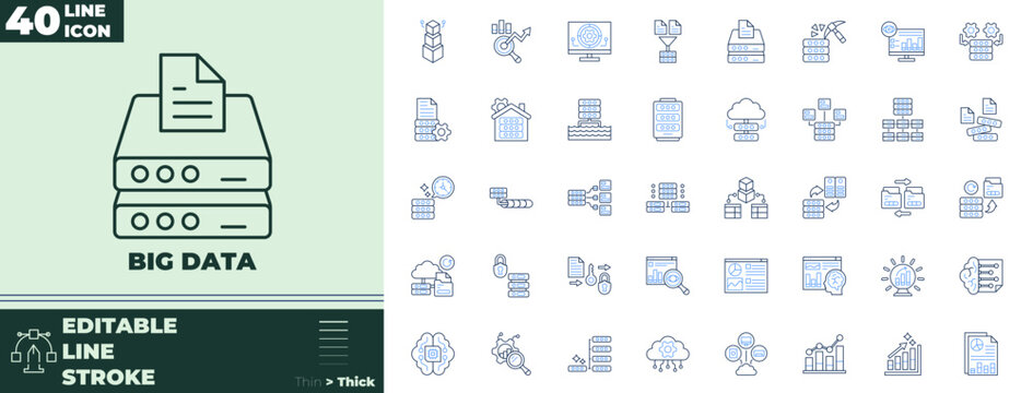 Big Data Line Editable Icons set
