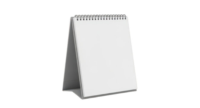 Blank standing spiral desk calendar for office planning isolated on transparent background