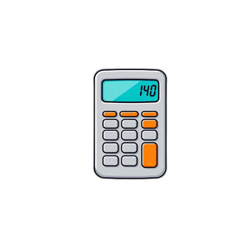 School calculator icon in grey and orange for back to school, isolated vector, clean edges, no shadows, transparent background