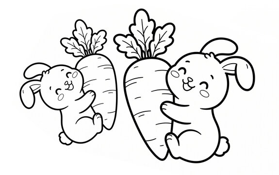 Rabit with carrot vector illustration