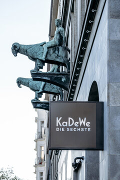 Berlin, Germany - April 23, 2026: KaDeWe sign on the facade of the department store in Berlin