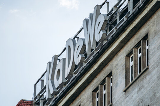 Berlin, Germany - April 23, 2026: KaDeWe sign on the facade of the department store in Berlin