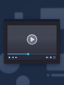 Modern Digital Media Player Interface with Play Button and Controls