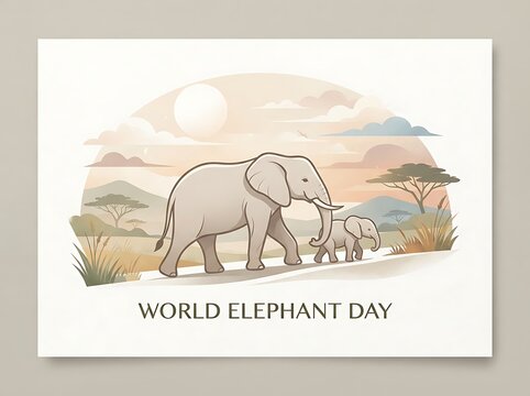 Mother elephant and baby walking in african savanna